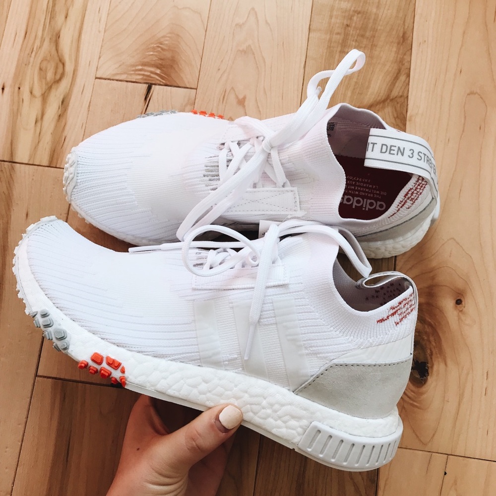 NWT Adidas NMD Racer PK // white with coral